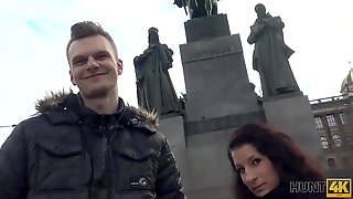 HUNT4K. Man with camera fucks pretty girl in exchange..