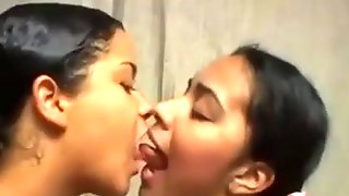 Brazilian lesbian cousin kissing