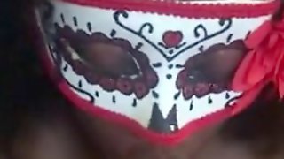 Masked black babe suck my big white polish cock and swallow
