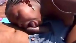 African Ebony Teens Blowjob Outdoors Foursome