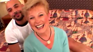 Blonde Granny Video Gets Her Ovaries Knocked Out by a Big Black Cock