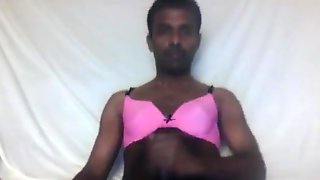 Indian boy in bra and thong peeing on his own face