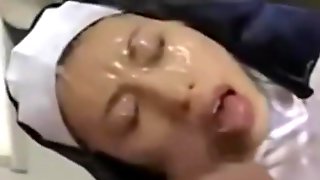 Japanese Teen Nun Does Bukkake