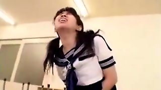 Pigtailed Japanese Schoolgirl Has An Older Man Toying Her H