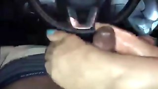 Latina Footjob In Car with Stocking- Nice Cumshot Very SEXY!!
