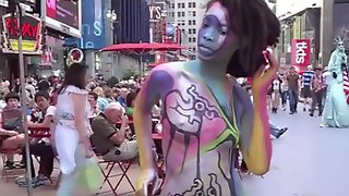 Times Square, Topless and Bottomless Painted Nudes in Public