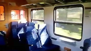 Wife with glass suck on train