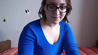 Sexy brunette in glasses webcam
