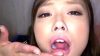 Japanese jail guard bitch takes prisoners cumshots in mouth