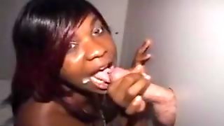 Black Girl Taking Facial Cumshots At A Glory Hole
