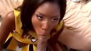 Ebony Cheerleader Gets Her Honey Hole Licked And Banged By A Black Guy