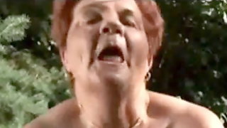 Outdoor Granny, Dildo, Saggy Tits