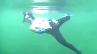 Masturbation Underwater in Sea