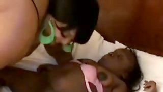 Chunky Black Woman Pumps Little Black Midget With Huge Dildo