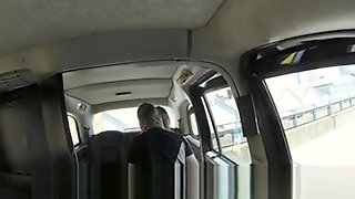 Redhead babe gets screwed by fake driver in the taxi