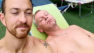 Mature Daddy Fucks Boy Bareback by Pool - Older Younger (short)