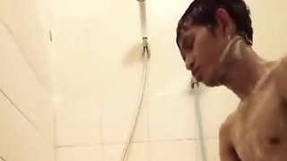 Skinny Asian College Student Taking Shower