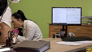 LOAN4K. 18-Year-Old office worker gets new experience having..