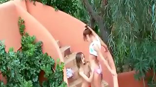 Outdoor lesbo scene with teens Natasha and Ivana