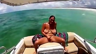 Big saggy boobs mature milf on boat