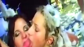 Sexy pornstars sucking cock at this hot foam party