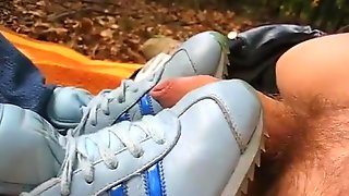 Shoejob with adidas country sneakers and cum