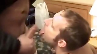 Dude eating cum