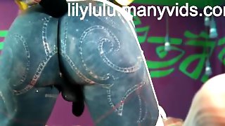 Little alien ts - anal gape and play with her asshole - heavy tatued trans