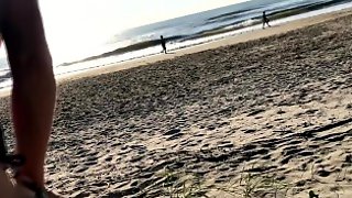Real Amateur Public Sex Risky on the Beach 2 !!! People walking near...