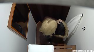 Blond hair lady rammed hard on massage table - blond hair babe
