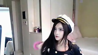 Korean teen in uniform shows her hot body