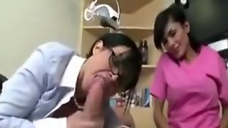 Clothed doctor and nurse share dick