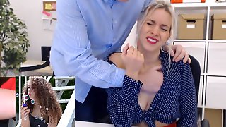 Secretary Tiffany gets groped by boss on webcam  - point-of-view