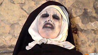 Scary tattooed nun getting fucked hard in the dungeon
