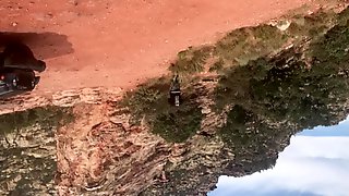 Ashley Pink SnakeGod & Cliff in the RedRocks With Cliffs Jeep