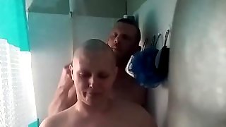 Bald girl razor headshave shower sex