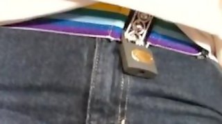 FTM Teen Locked Into Jeans Cant Hold Pee