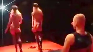 Two Blonde Strippers On Stage Get Fucked By A Big Hard Cock
