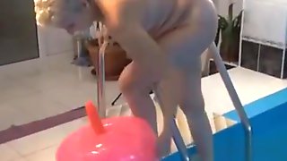 Granny In The Pool With Dildo Inflatable