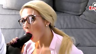 Deutsches Rollenspiel - hot blonde office milf with glasses fucked by bbc