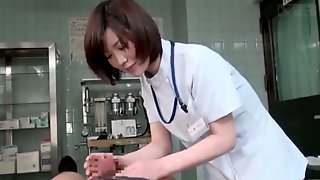 Subtitled cfnm japanese female doctor gives patient handjob