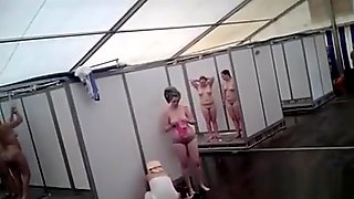 Spying many amateurs milfs in a public shower