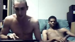 BLACK AND WHITE MARINES WANK TOGETHER ON WEBCAM.