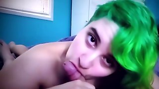 Green Haired PAWG Sucking Your Tiny COCK POV *Shorter*