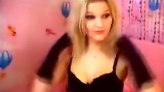 Amateur Blond Teenie Strips And Masturbates In Front Of Online Voyeurs