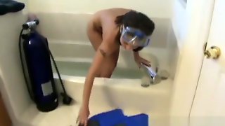 Bathtub SCUBA masturbation