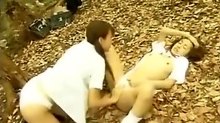 Horny Asian Lesbians Outside In The Forest
