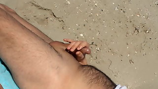 Small cock beach handjob