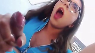 Cum on Mouth shooting up good t-girl