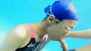 Swimmer sucks underwater
